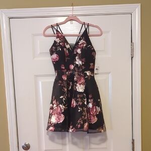Midnight Doll Black Floral Pleated Mini Dress Size 5  NWT Coquette Dark Femme